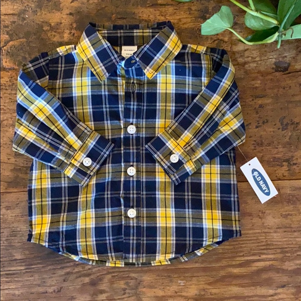 Navy and Mustard Button Down